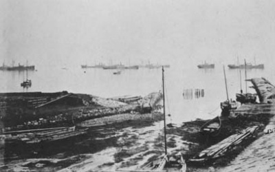 写真：大戦景気の汽船でにぎわう武豊港の様子