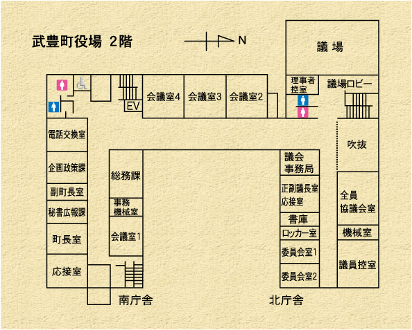 イラスト：役場2階配置図