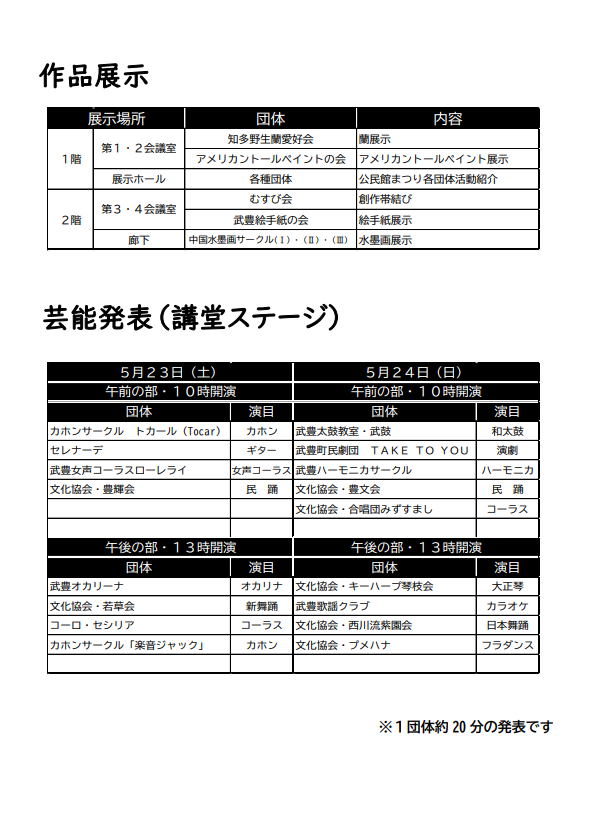 公民館まつりチラシ裏面