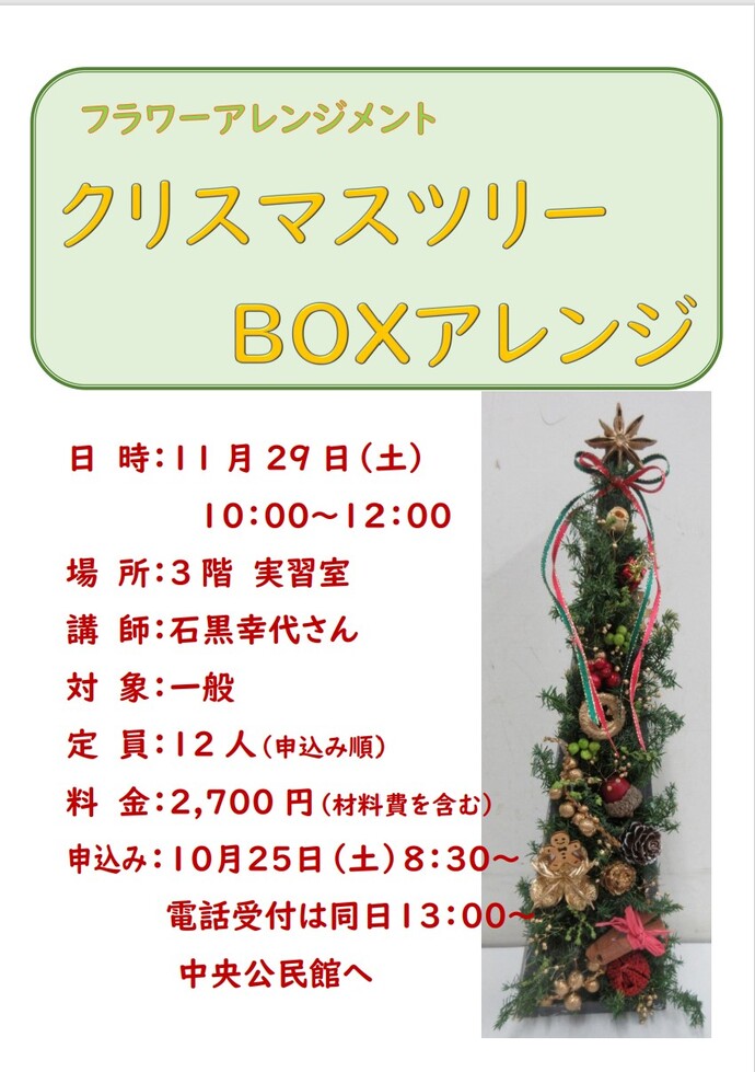 クリスマスツリーボックスのチラシ